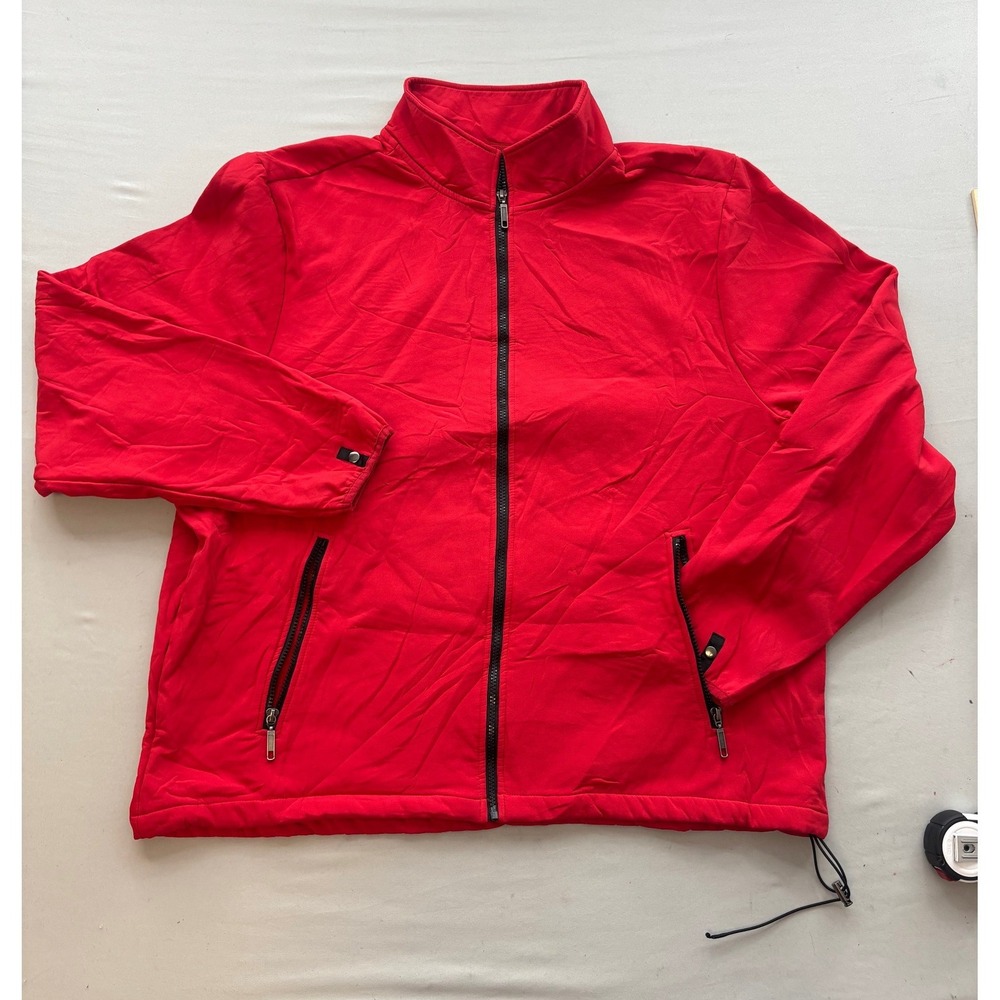 Departed Mens XXL Red Fleece Lined Windbreaker Full Zip Jacket Mock Neck